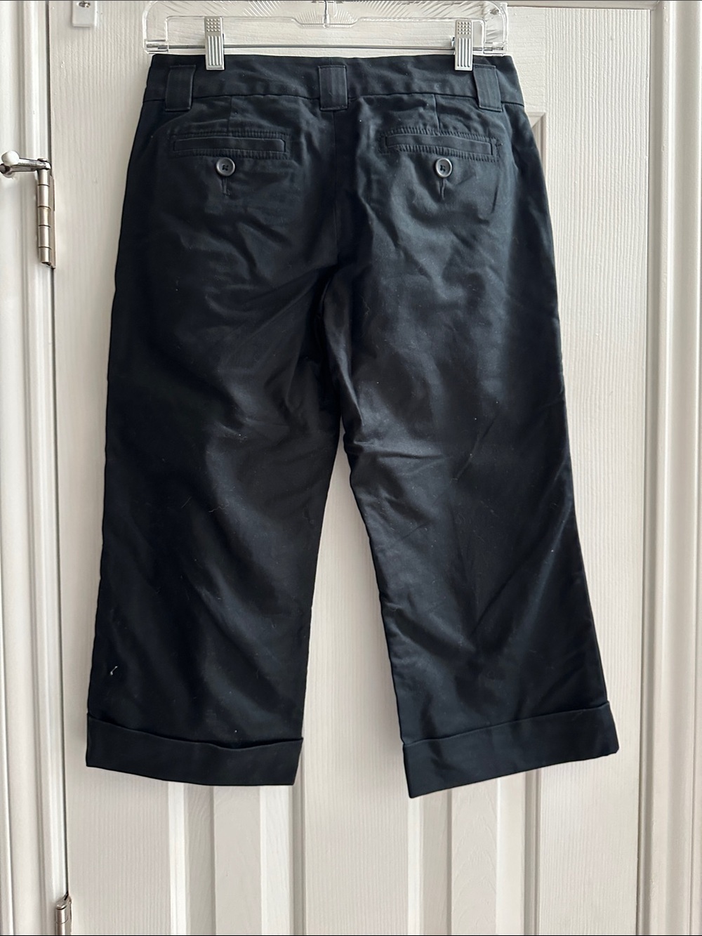 Y2K 2000s Black Tailored Capris Women’s 4 Office Siren Preppy Minimalist Chic - Picture 2 of 6
